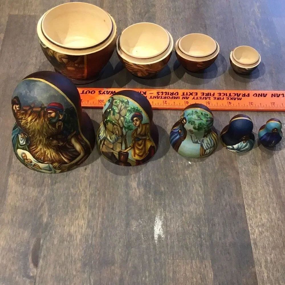 Elegant nativity, nesting, dolls five pieces